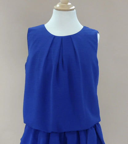 Vestido azulon con 3 volantes - PARDALETS