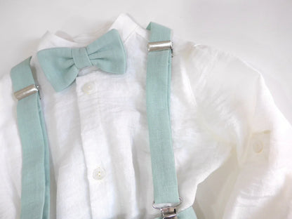 Conjunto tirantes verde agua con pajarita - PARDALETS