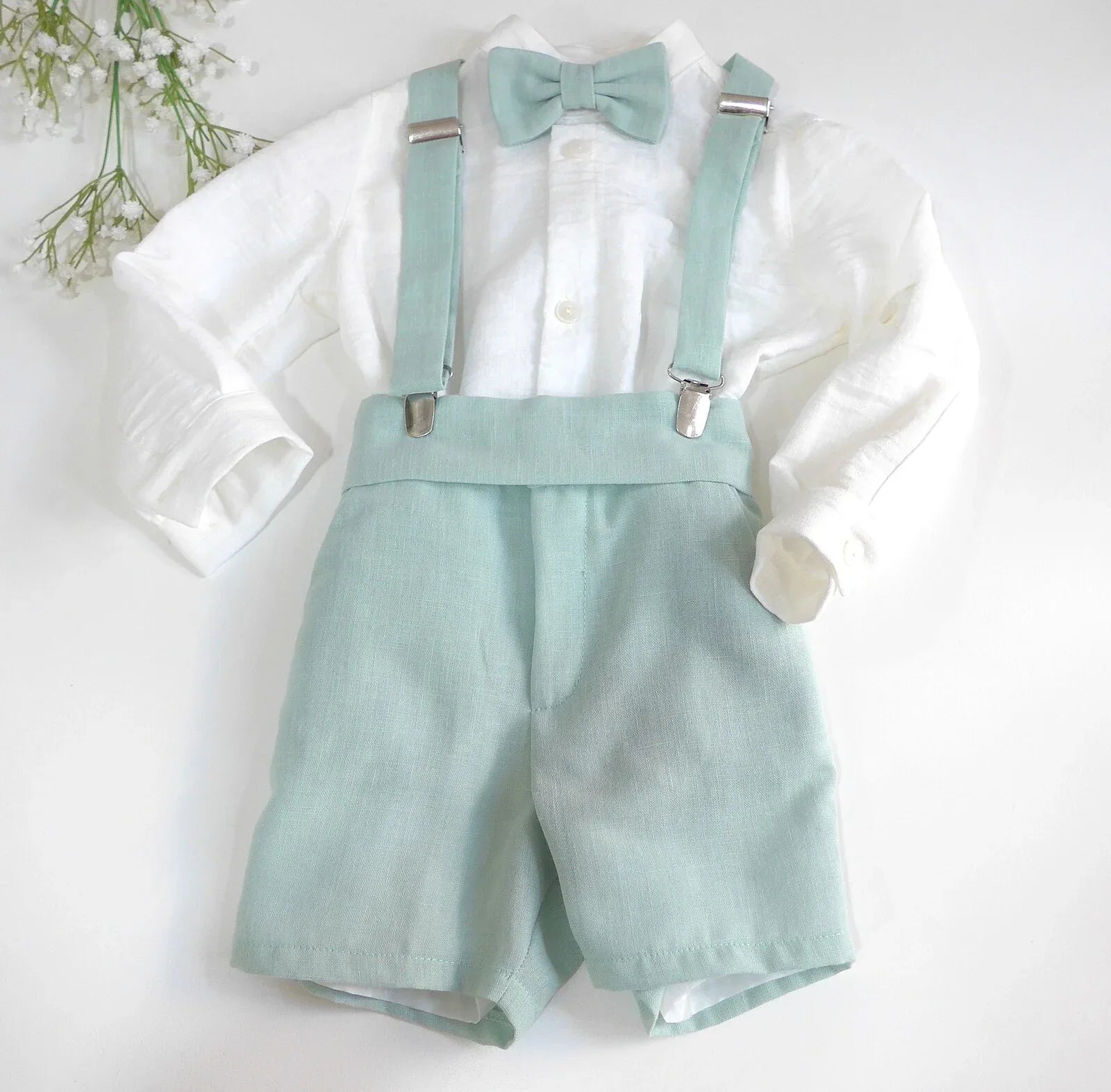 Conjunto tirantes verde agua con pajarita - PARDALETS