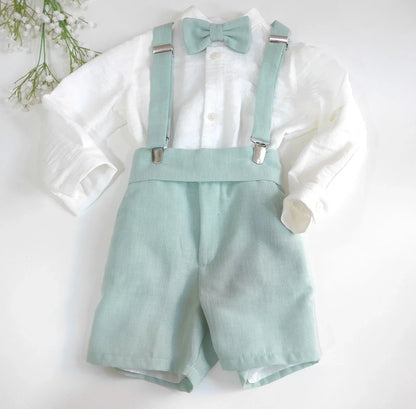 Conjunto tirantes verde agua con pajarita - PARDALETS