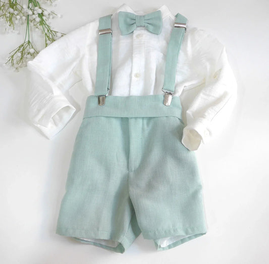 Conjunto tirantes verde agua con pajarita - PARDALETS