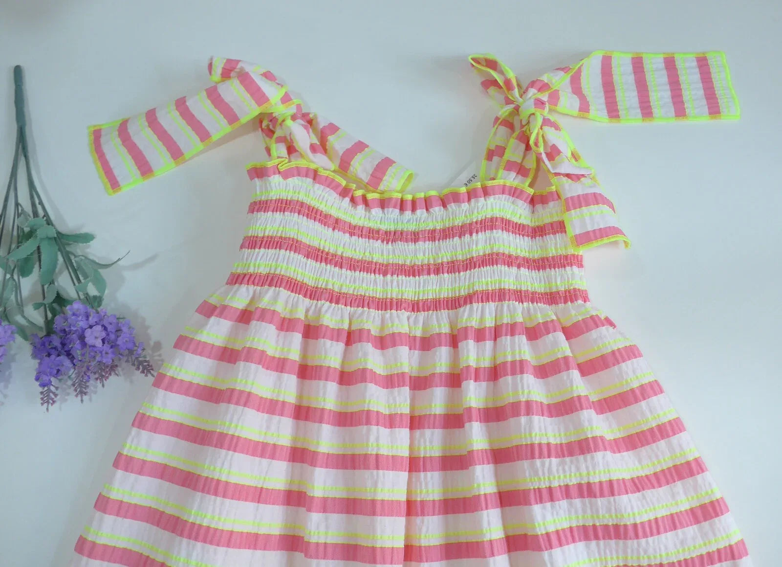 Vestido rayas fluor rosas y amarillas - PARDALETS