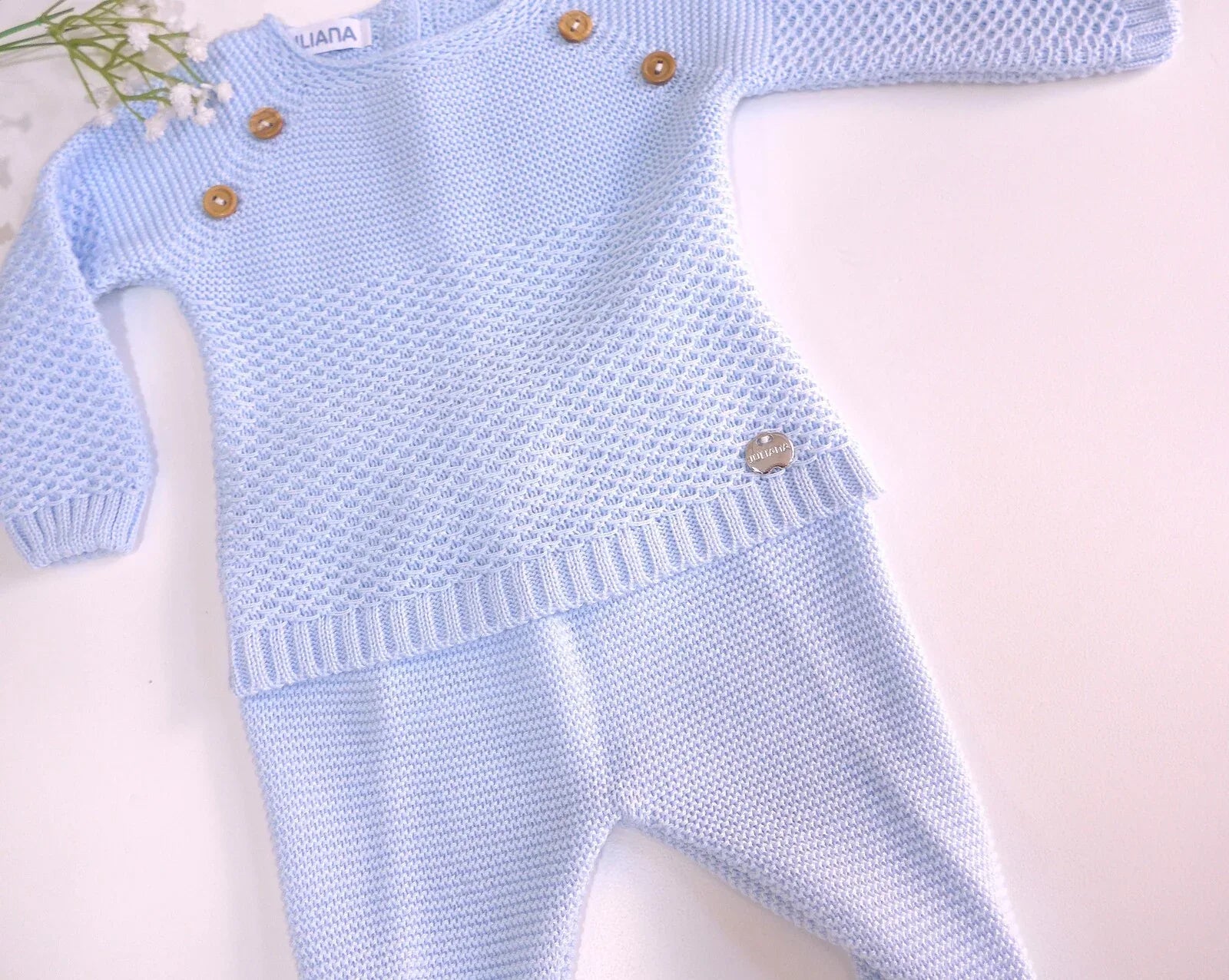 Jubon y polaina celeste con capota - PARDALETS