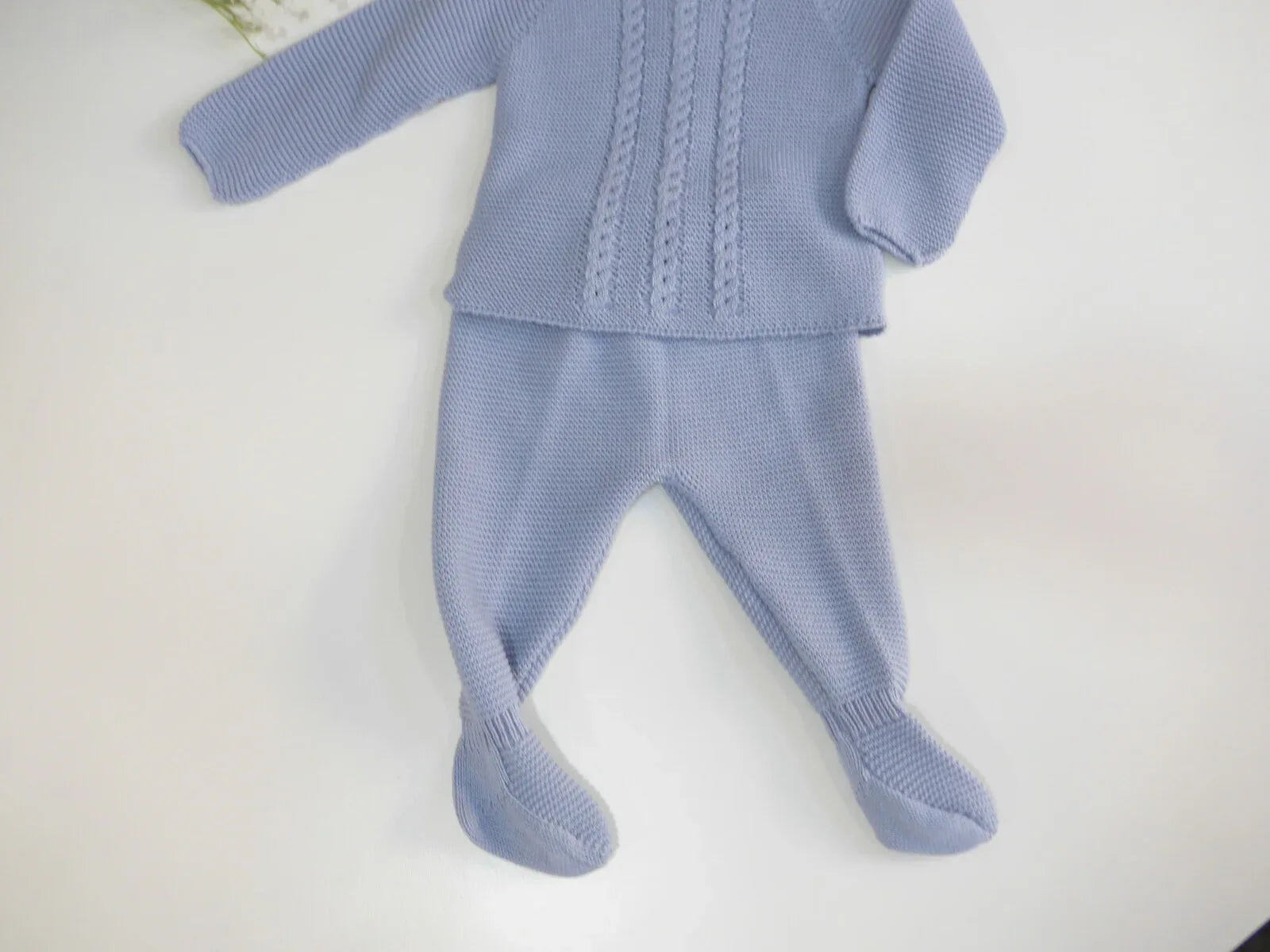 Jubon y polaina celeste empolvado con capota - PARDALETS