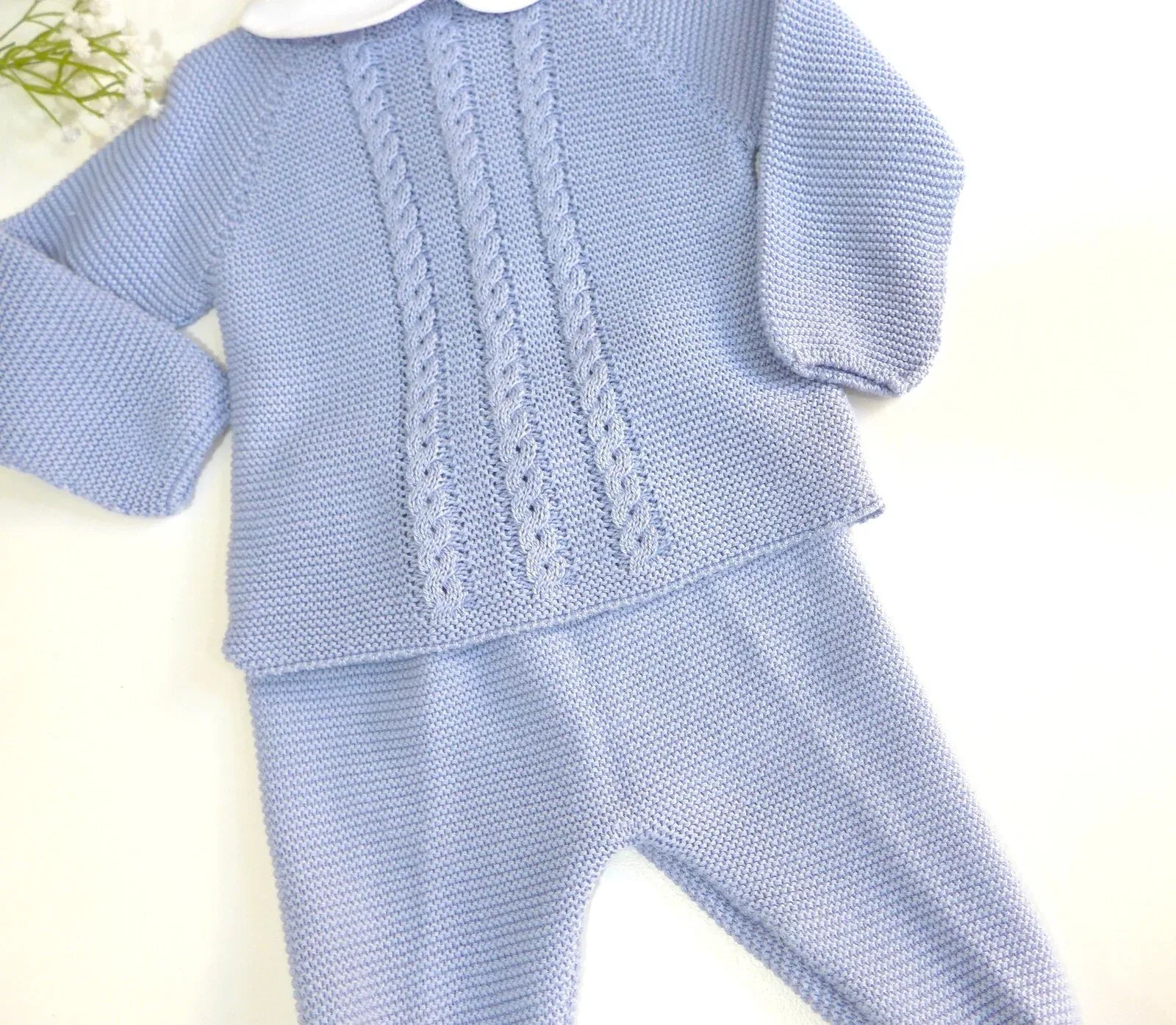 Jubon y polaina celeste empolvado con capota - PARDALETS