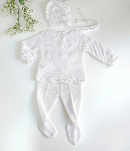 Jubon y polaina blanco con capota - PARDALETS