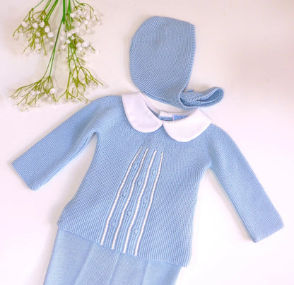 Jubon y polaina azul brisa con capota - PARDALETS