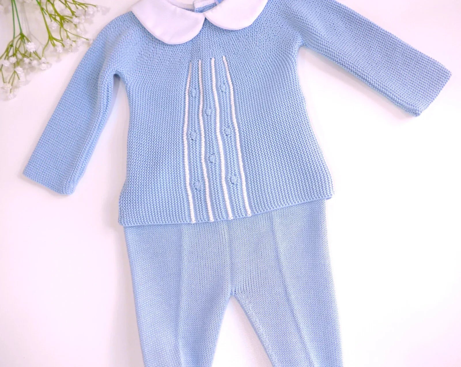 Jubon y polaina azul brisa con capota - PARDALETS