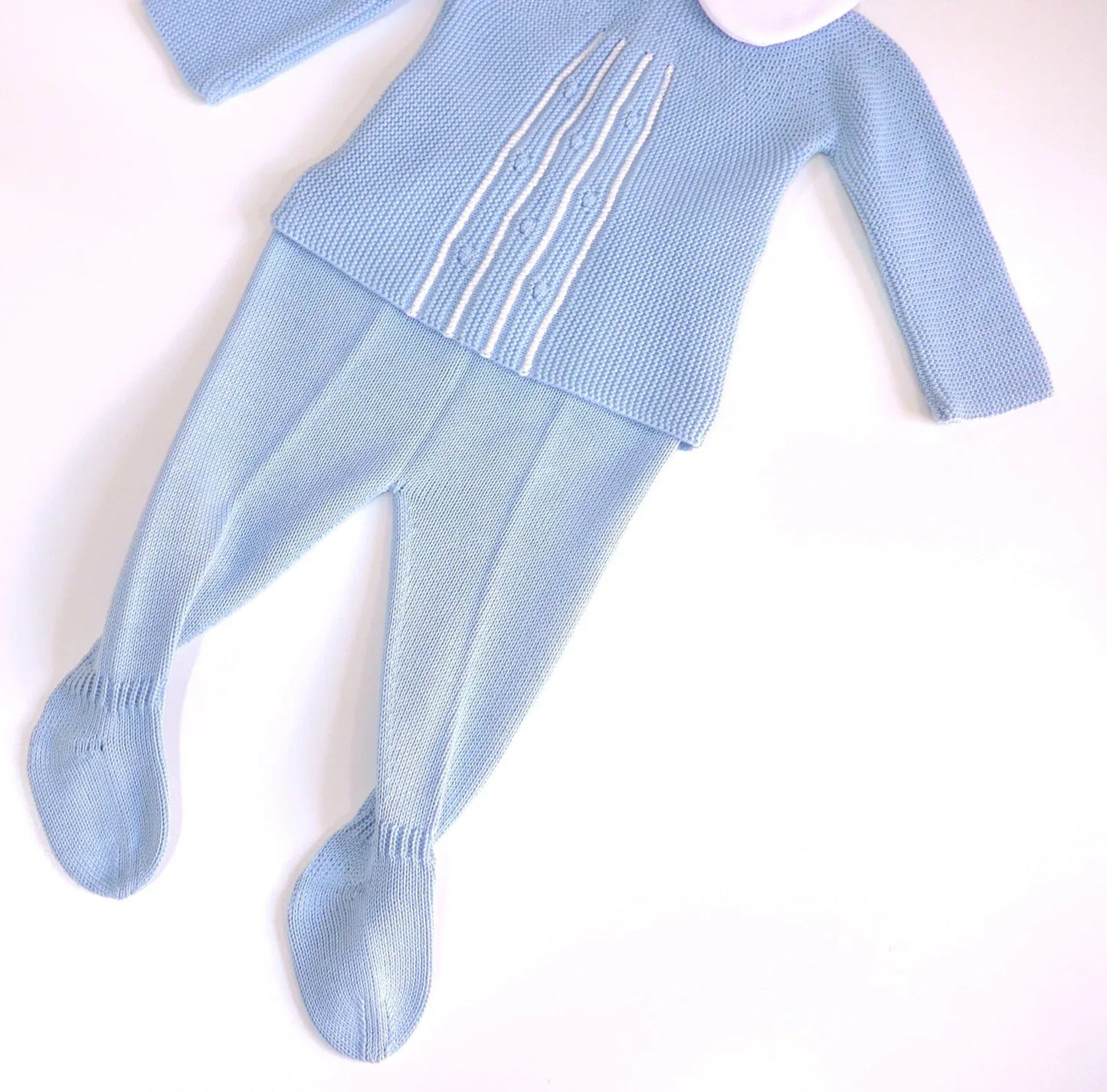 Jubon y polaina azul brisa con capota - PARDALETS