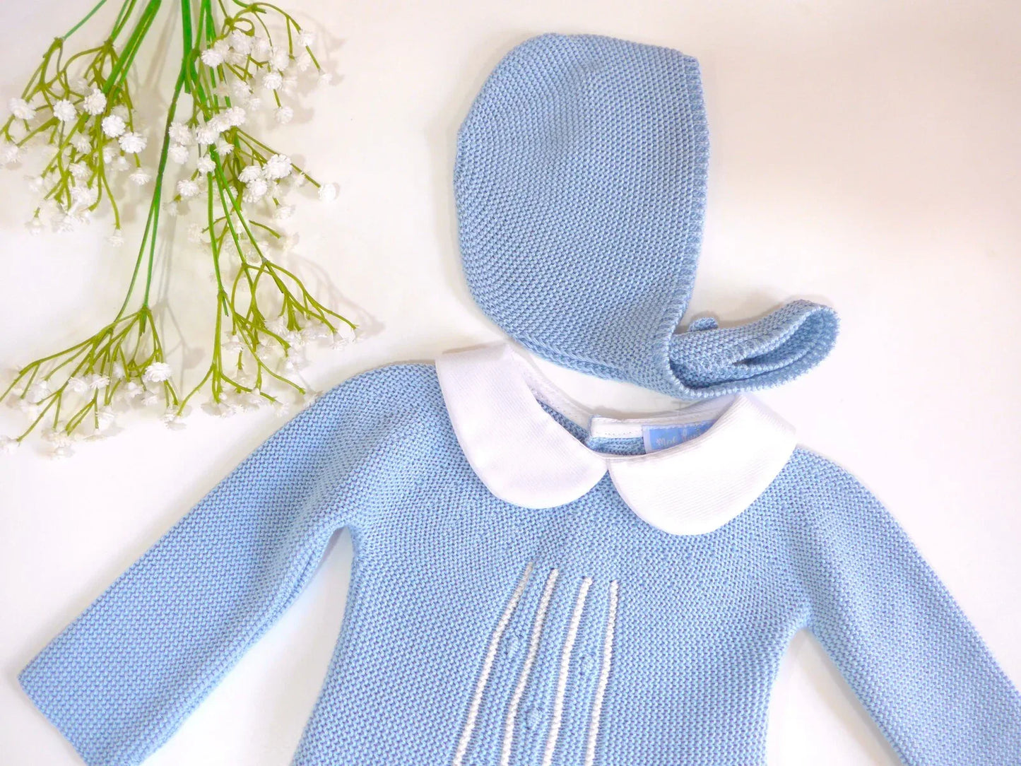 Jubon y polaina azul brisa con capota - PARDALETS