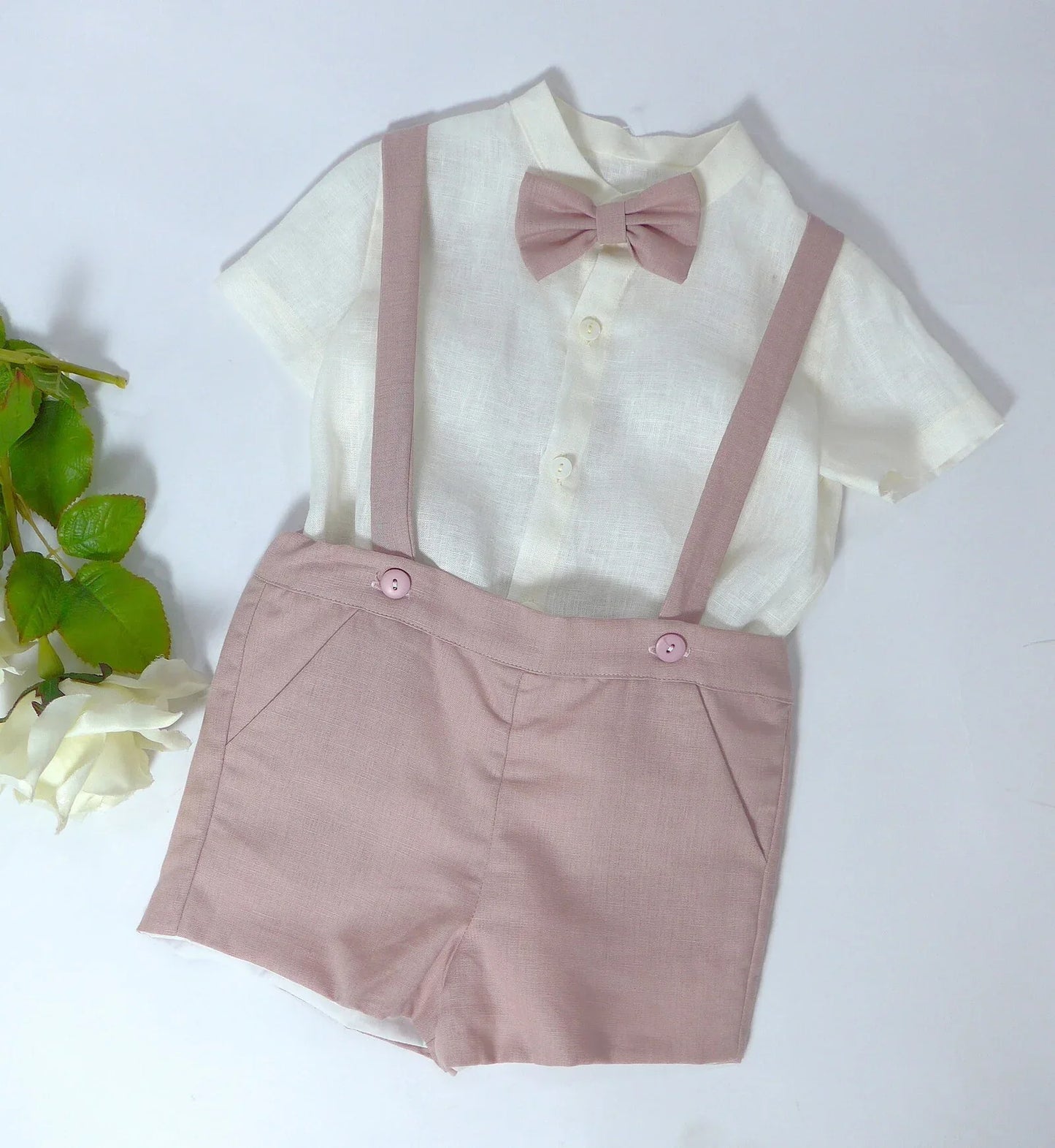 Conjunto camisa, short tirantes rosa - PARDALETS