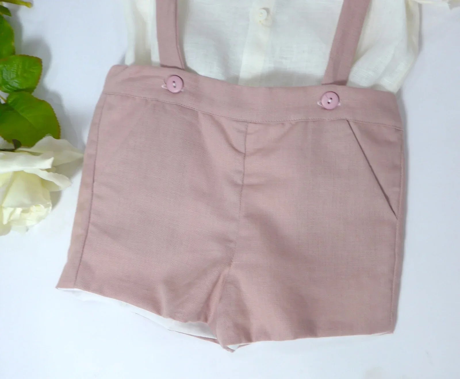 Conjunto camisa, short tirantes rosa - PARDALETS