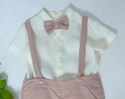 Conjunto camisa, short tirantes rosa - PARDALETS