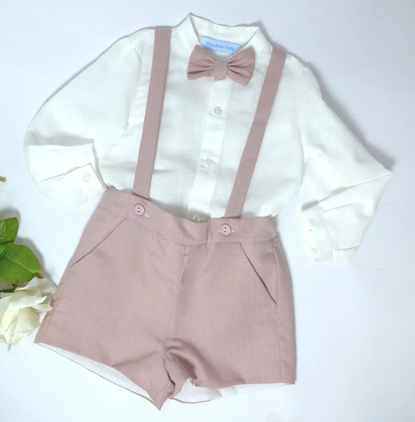 Conjunto camisa, short tirantes rosa - PARDALETS