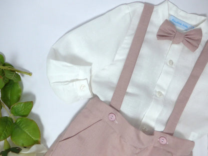 Conjunto camisa, short tirantes rosa - PARDALETS