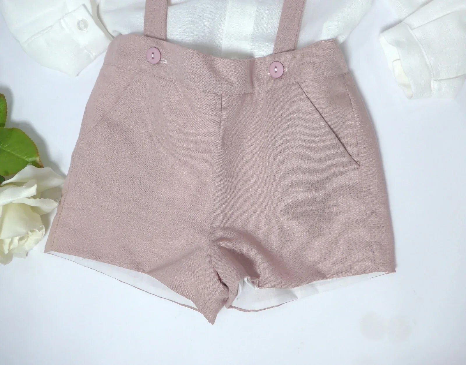 Conjunto camisa, short tirantes rosa - PARDALETS