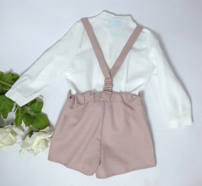 Conjunto camisa, short tirantes rosa - PARDALETS