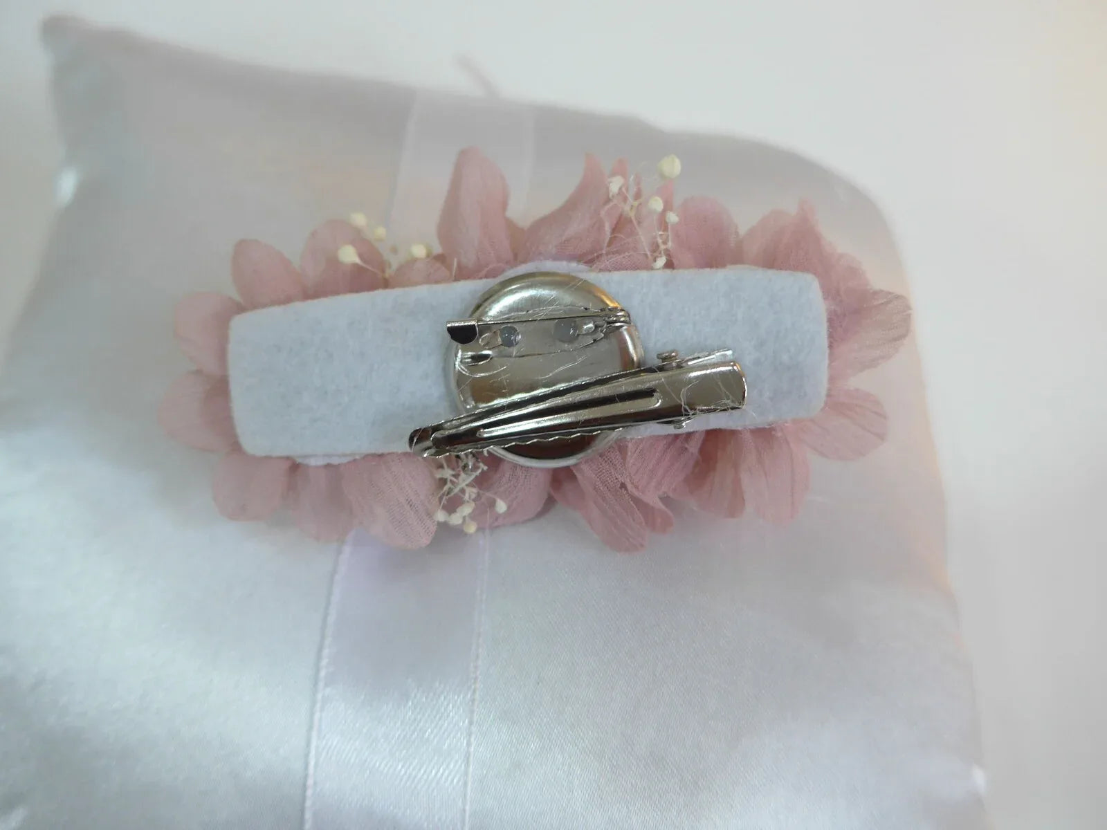 Tocado/broche rosa empolvado - PARDALETS