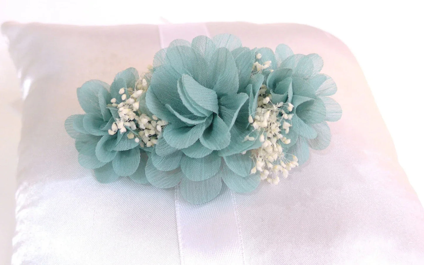 Tocado/broche verde empolvado - PARDALETS