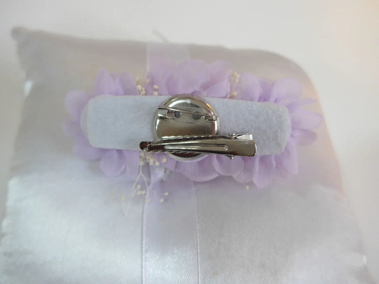 Tocado/broche flores malva - PARDALETS