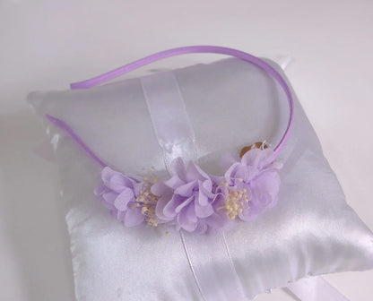 Diadema con 3 flores malva - PARDALETS