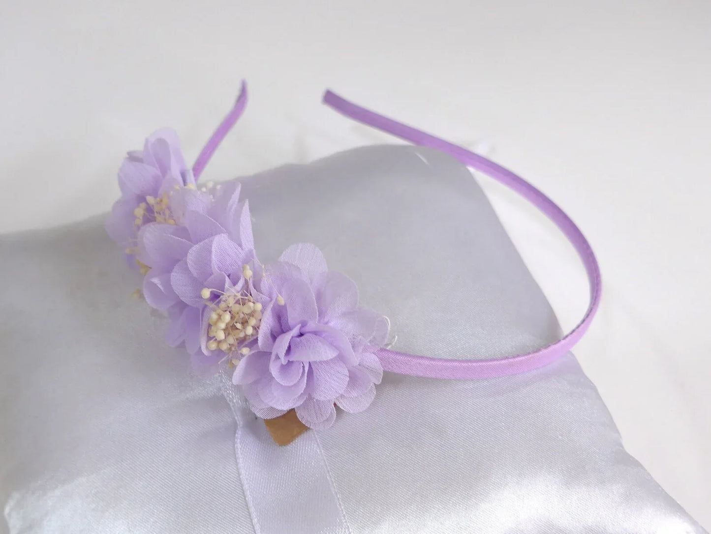 Diadema con 3 flores malva - PARDALETS