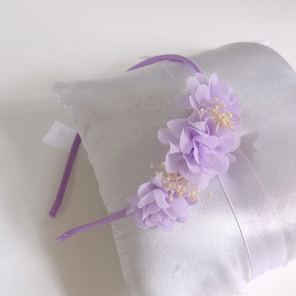 Diadema con 3 flores malva - PARDALETS