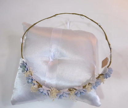 Corona con flores azules y paniculata beig - PARDALETS