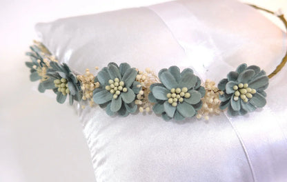 Corona flores verdes y paniculata beig - PARDALETS