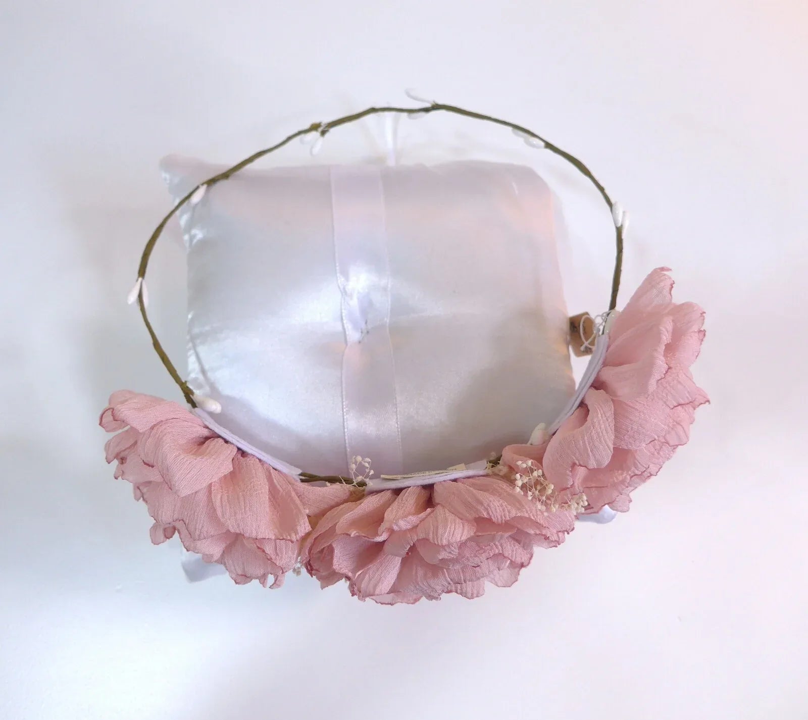 Corona con 3 flores grandes rosas - PARDALETS