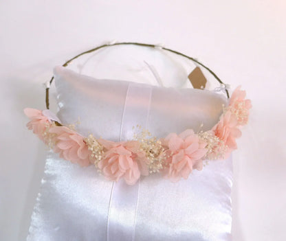 Corona 5 flores salmon y paniculata beig - PARDALETS