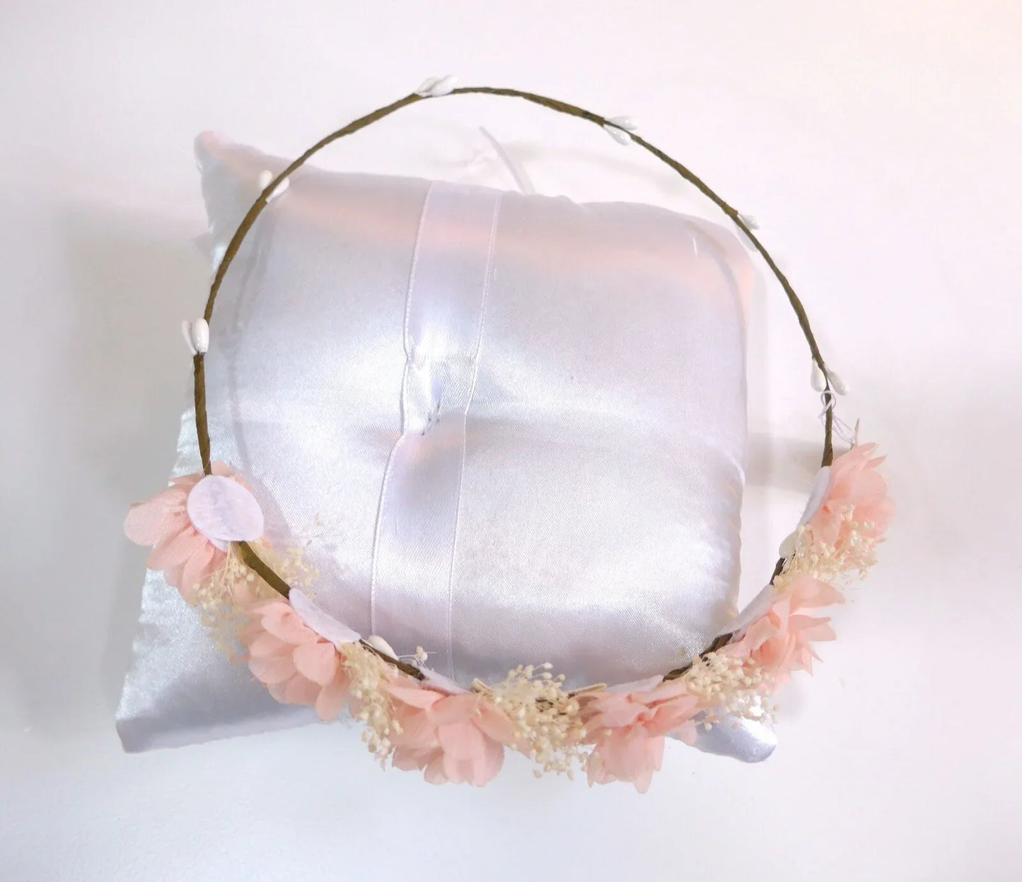 Corona 5 flores salmon y paniculata beig - PARDALETS