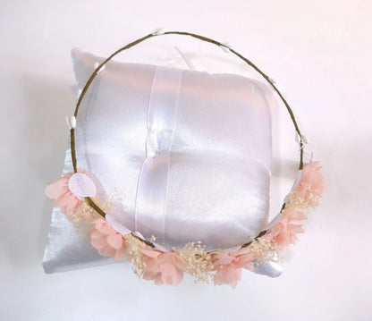 Corona 5 flores salmon y paniculata beig - PARDALETS