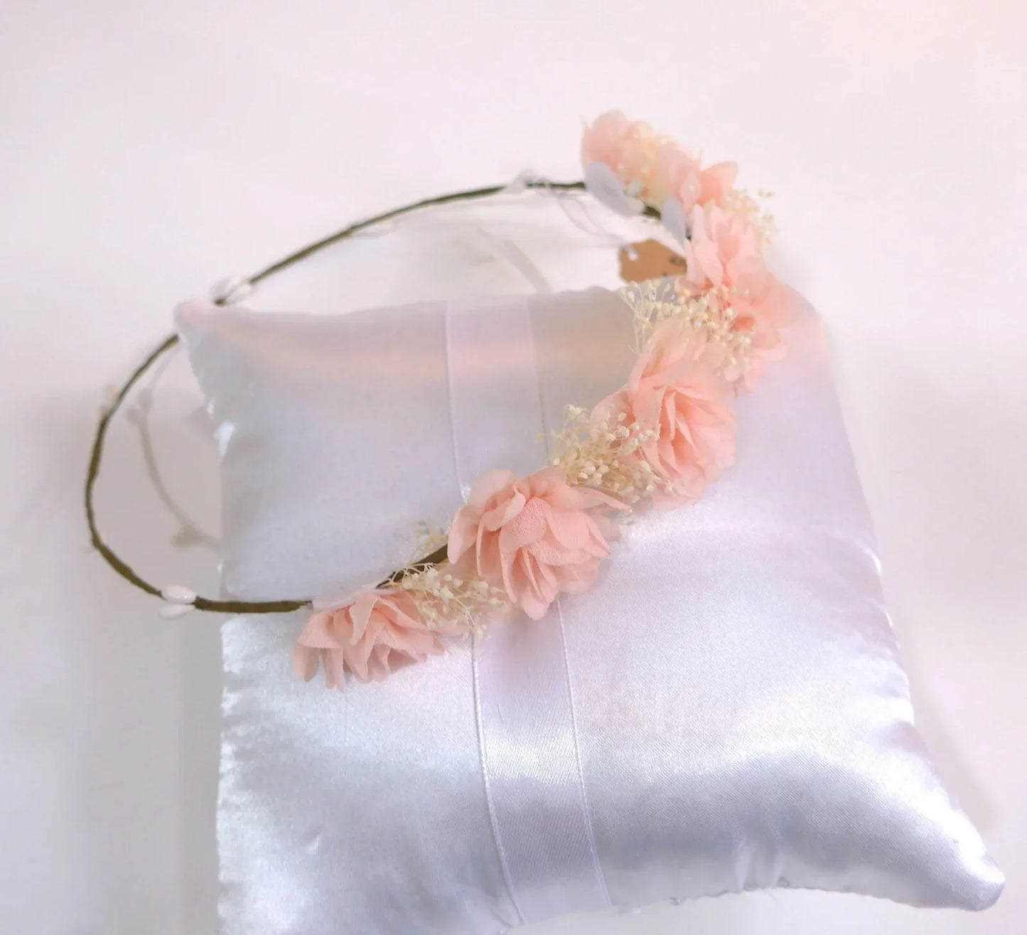 Corona 5 flores salmon y paniculata beig - PARDALETS