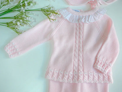 Jubon y polaina rosa con capota - PARDALETS