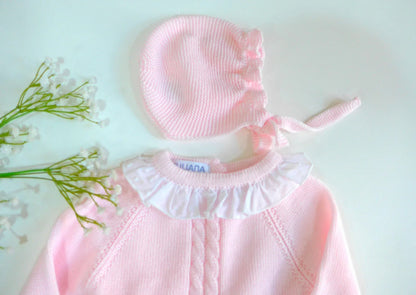 Jubon y polaina rosa con capota - PARDALETS