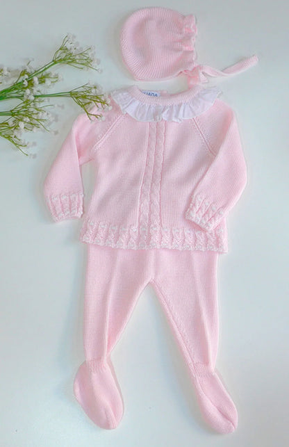 Jubon y polaina rosa con capota - PARDALETS