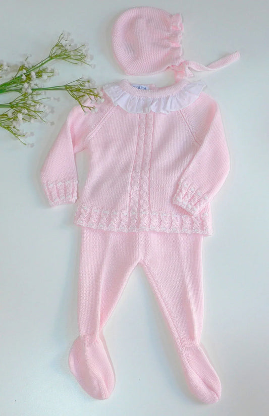 Jubon y polaina rosa con capota - PARDALETS