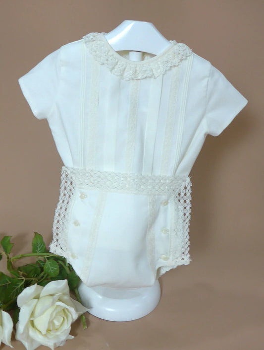 Conjunto batista beig con puntillas m/c - PARDALETS