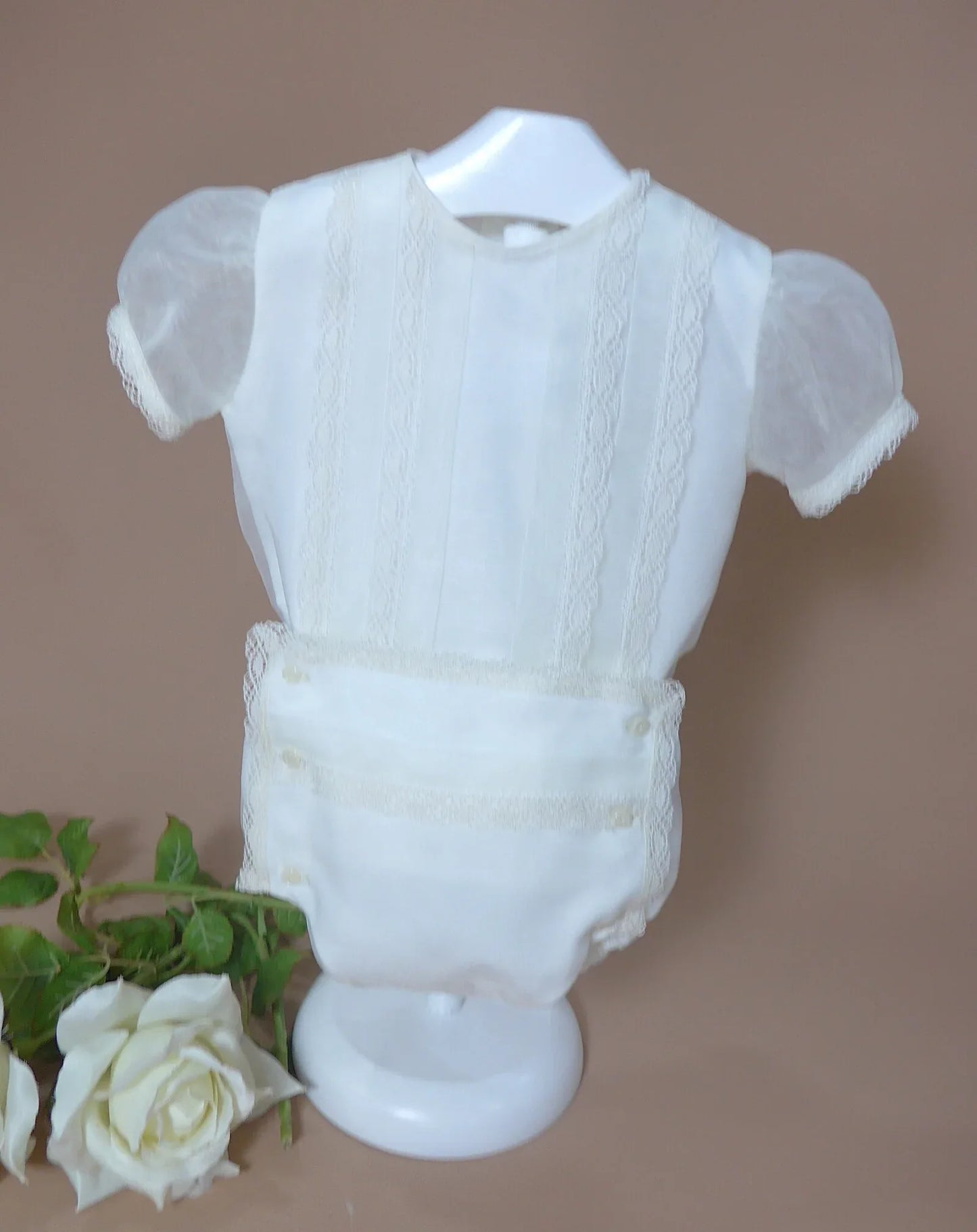 Conjunto organza beig camisa y braguita - PARDALETS