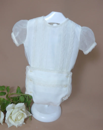 Conjunto organza beig camisa y braguita - PARDALETS
