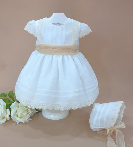 Vestido batista inglesa con topos bordados - PARDALETS