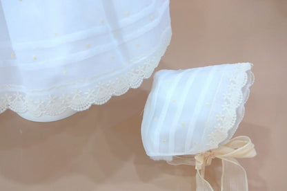 Vestido batista inglesa con topos bordados - PARDALETS