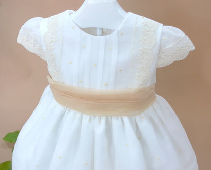 Vestido batista inglesa con topos bordados - PARDALETS
