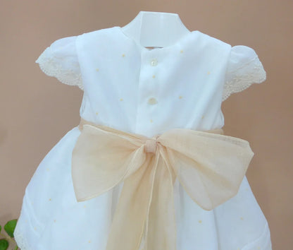 Vestido batista inglesa con topos bordados - PARDALETS