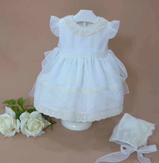 Vestido batista inglesa bordada con puntilla - PARDALETS