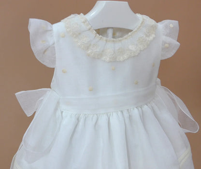 Vestido batista inglesa bordada con puntilla - PARDALETS