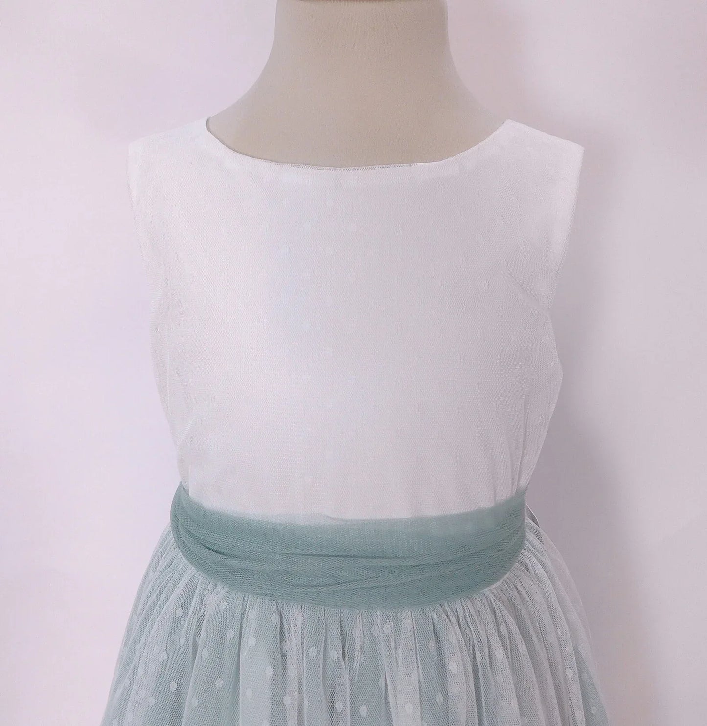 Vestido tul verde sin mangas - PARDALETS