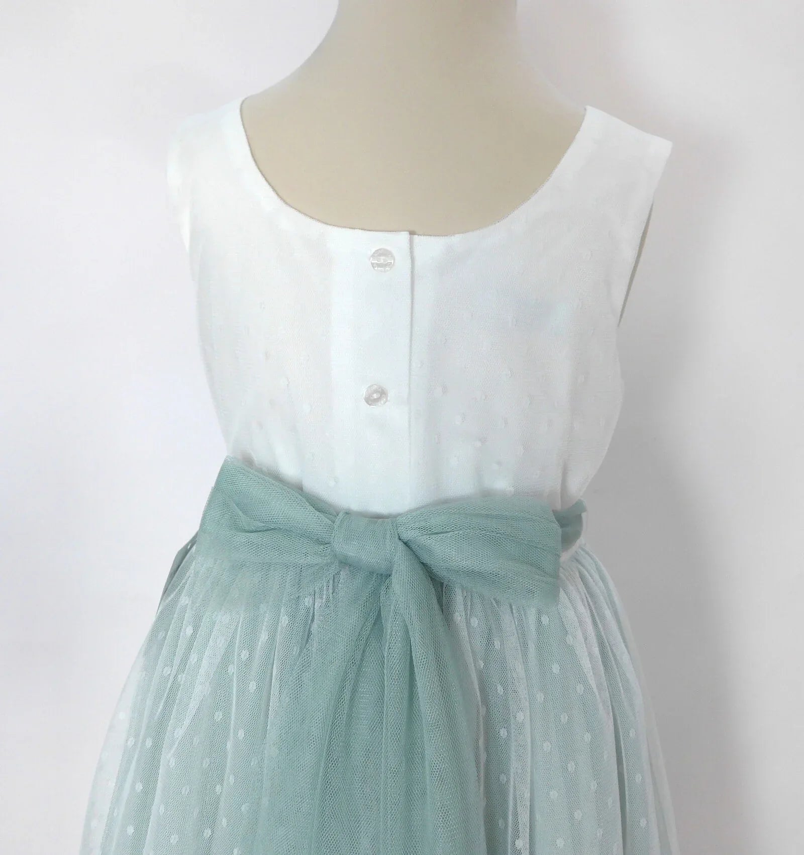 Vestido tul verde sin mangas - PARDALETS