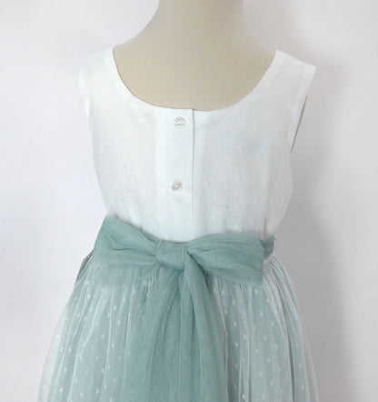 Vestido tul verde sin mangas - PARDALETS